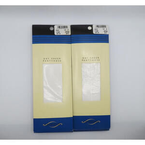 2 Pair Lot Catherines Day Sheer Pantyhose White Sandalfoot Size D